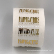 Elegante adhesivo de vinilo adhesivo transparente pegatina lámina de oro de impresión